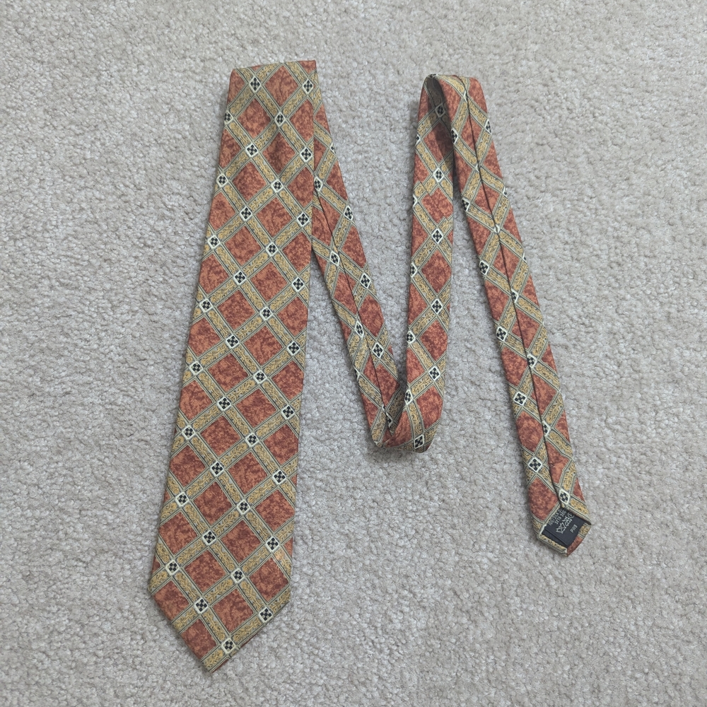 Dunhill Orange and Yellow Geometric Silk Tie